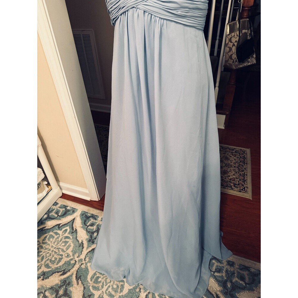 Christina Wu Formal Dress Sz 12 Silver Sequin Bodice Blue Chiffon Party Prom - Picture 10 of 13